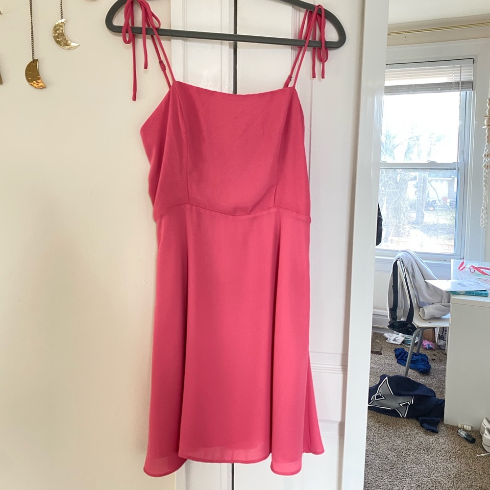 Pink tie strap mini dress